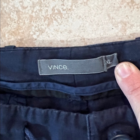 VINCE Navy Mid-Rise Linen Utility Cargo Style Coastal Pants, Sz XL - Picture 6 of 11
